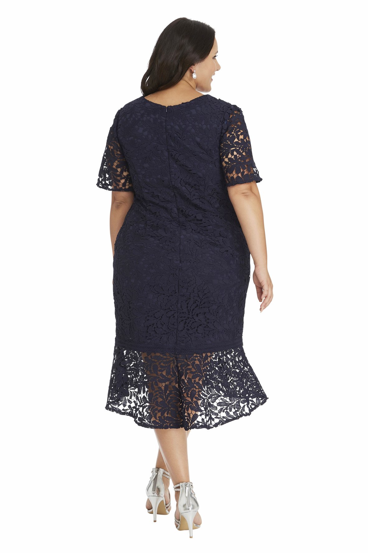 Elegant Plus Size Lace Dress with Sleeves - Sapphire Butterfly