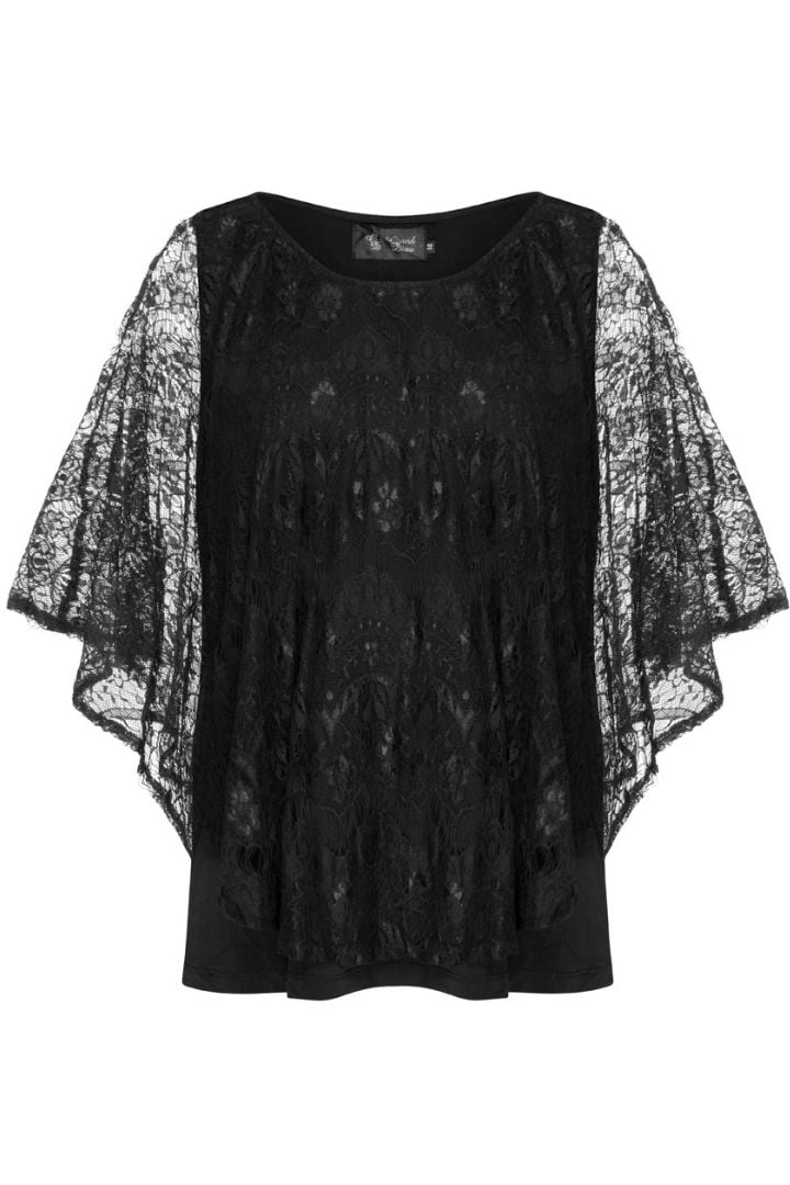 Plus Size Lace Overlay Top in Black - Sapphire Butterfly
