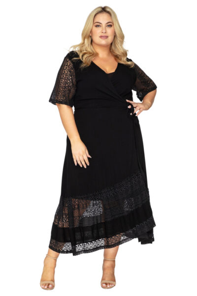 plus size black wrap dress a