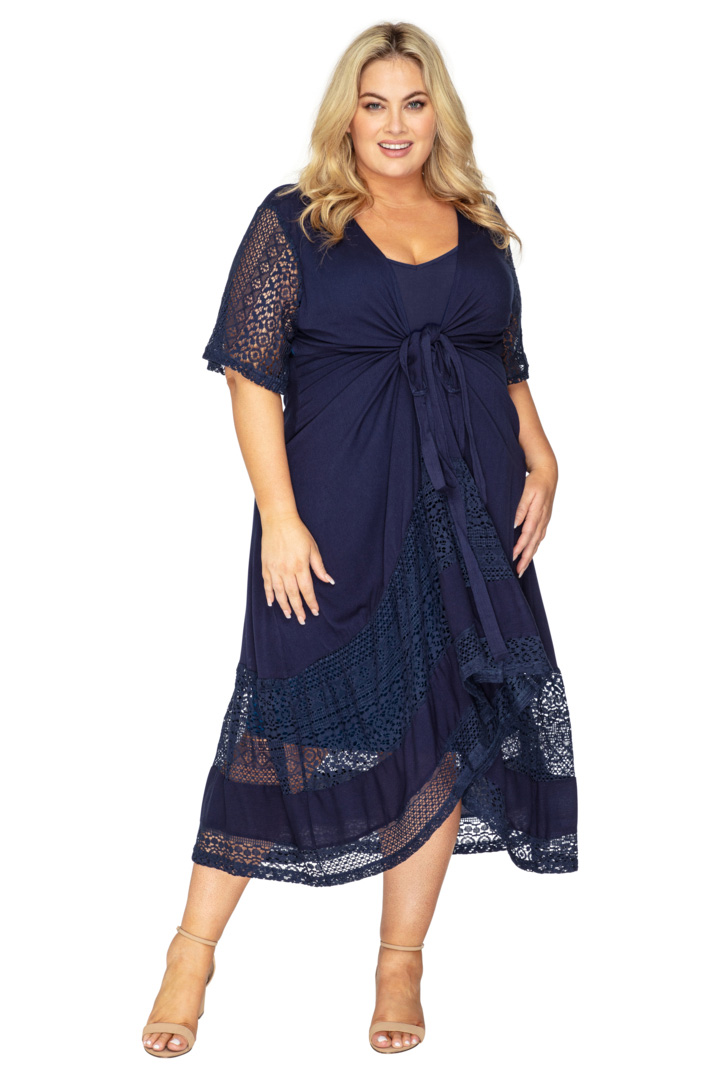 Mariana Plus Size Wrap Dress - Sapphire Butterfly